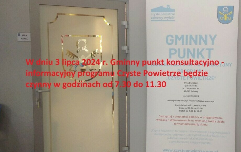 Punkt konsultacyjno-informacyjny programu „Czyste Powietrze” — zmiana godzin otwarcia